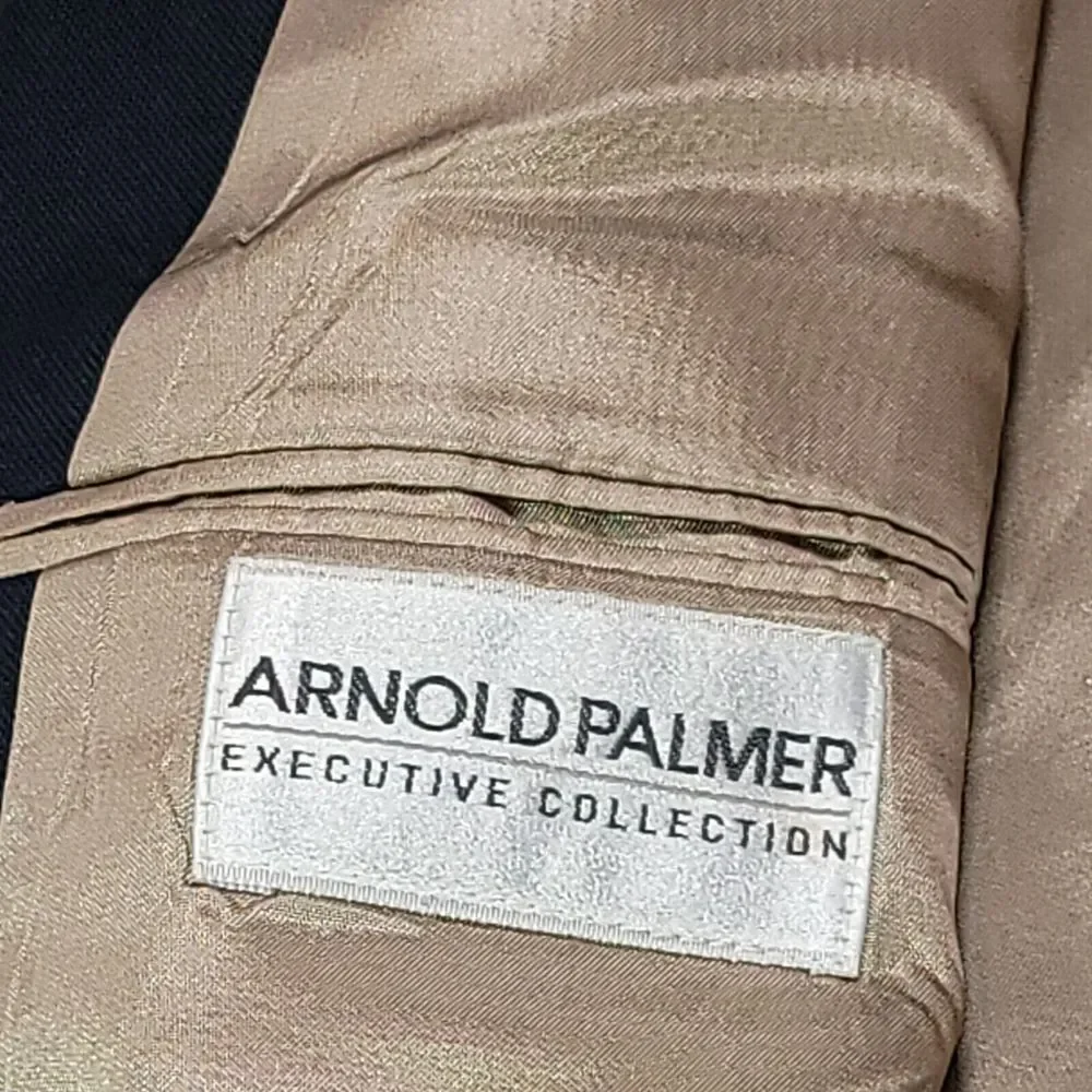Arnold Palmer Mens Blazer 44L 2 Button Blue Blazer Sport Coat Jacket Gold Button - Picture 11 of 14
